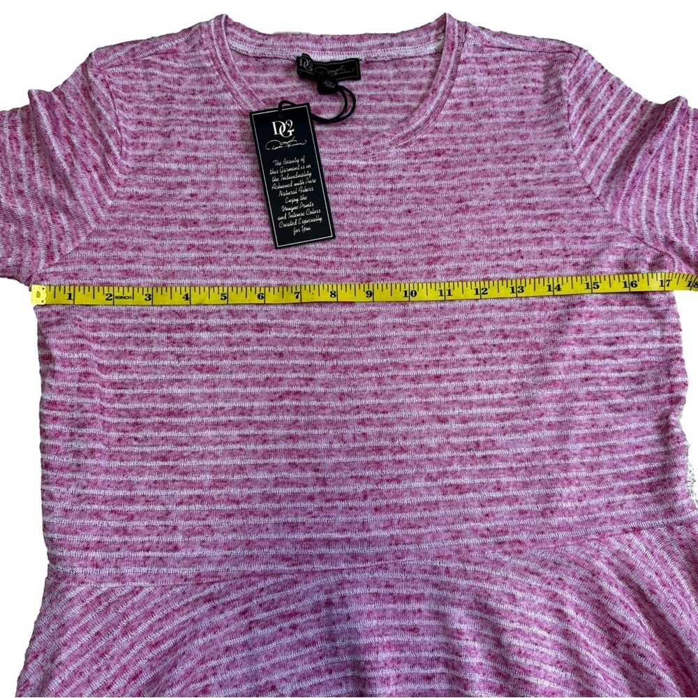 DG2 by Diane Gilman Pink and White Raspberry Striped Peplum Top Size Small NWT - Picture 7 of 8